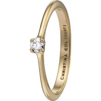 Christina Collect silver plated Solitaire classic solitaire ring with 0,10 ct labgrown diamond, ring sizes from 49-61